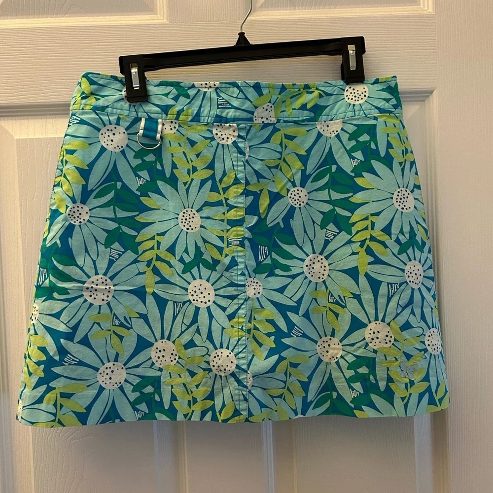 ! LILLY PULITZER White Tag Blue And Green Daisy Golf and Tennis Skort. SZ …